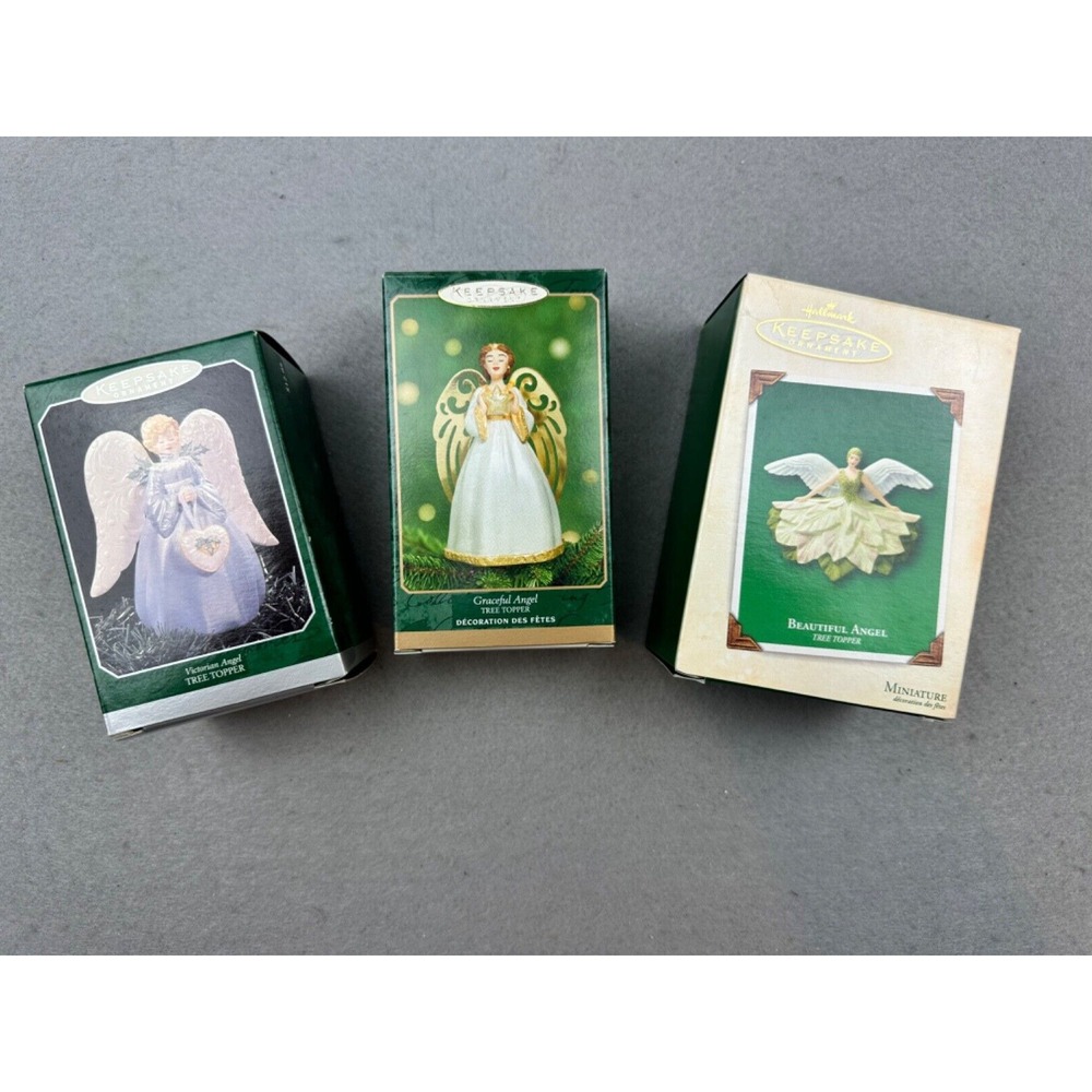 Vintage Hallmark Keepsake Ornaments‎ Miniature Angel Tree Toppers Lot of 3